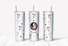 Load image into Gallery viewer, Bows & Hearts College Skinny Tumbler