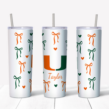 Load image into Gallery viewer, Bows & Hearts College Skinny Tumbler