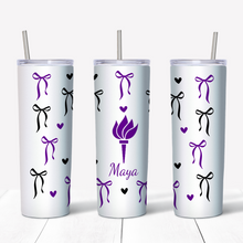 Load image into Gallery viewer, Bows & Hearts College Skinny Tumbler
